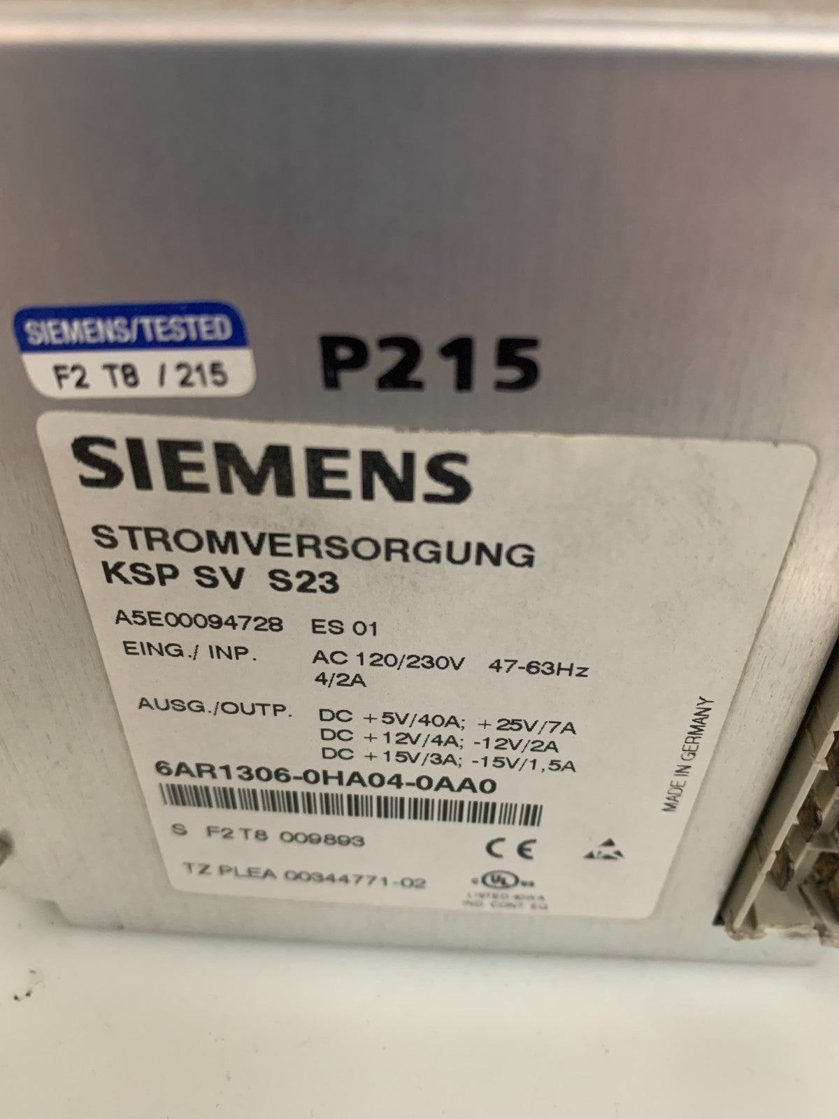 SIEMENS SURGE PROTECTOR CABINET KSP SV23 6AR1306-0HA04-0AA0 A5E00094728