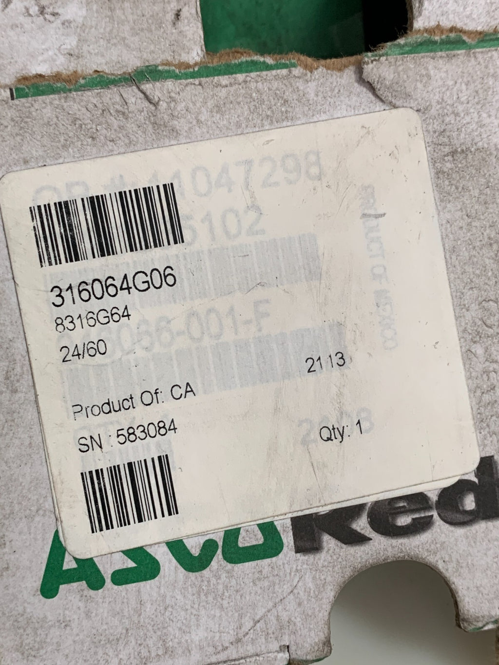ASCO RED HAT SOLENOID VALVE 316064 G06