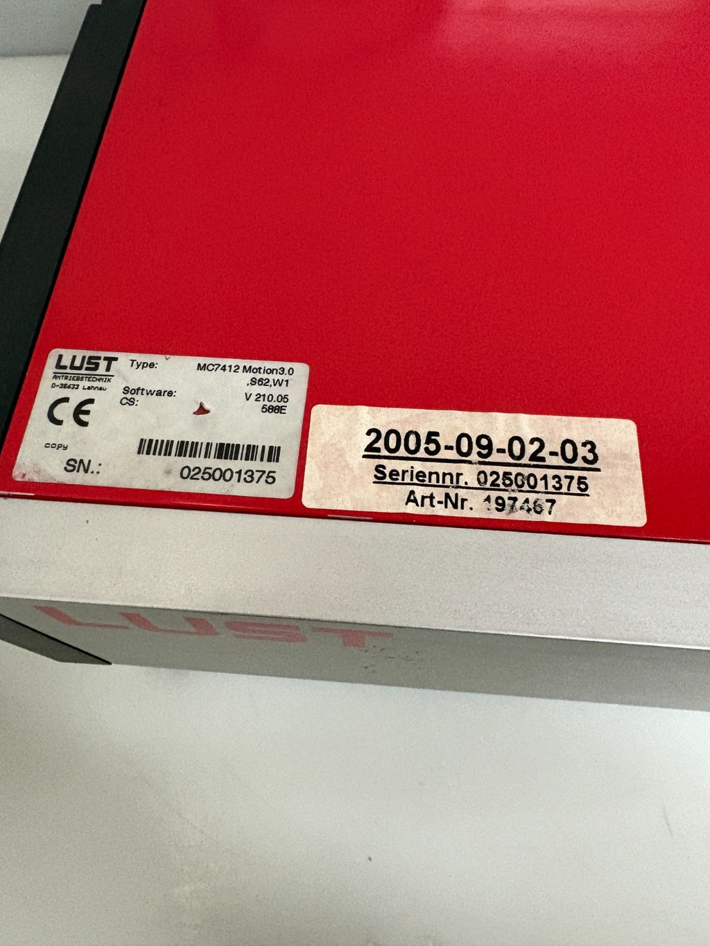 LUST MOTION 3.0 INVERTER SERVO DRIVE MC7412 MOTION 3.0.S62.W14