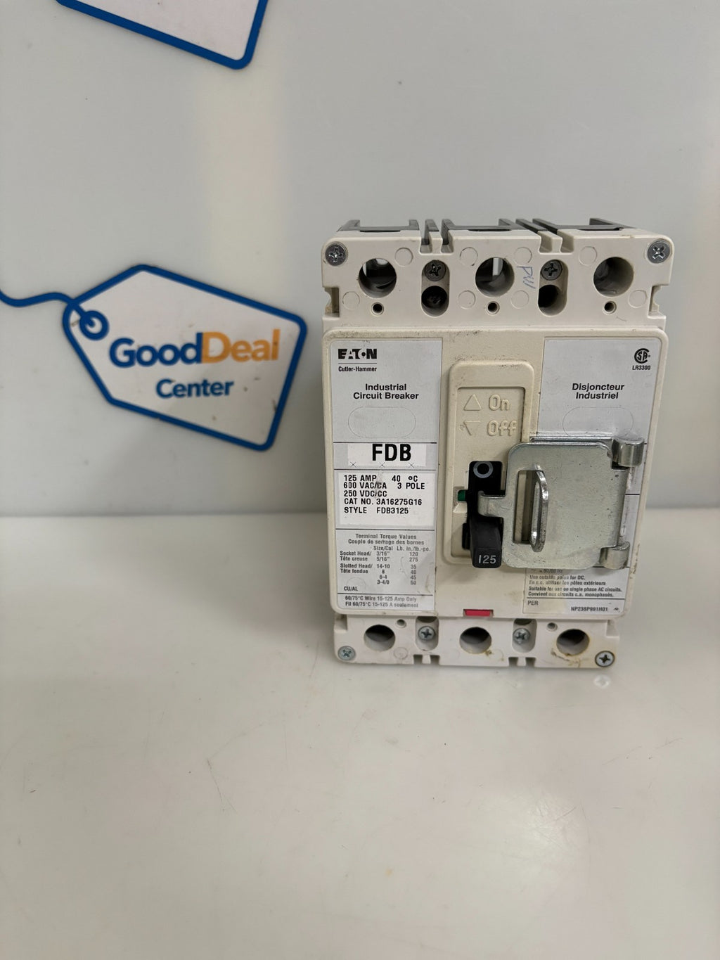 EATON CIRCUIT BREAKER 125 AMP 3A16275G160