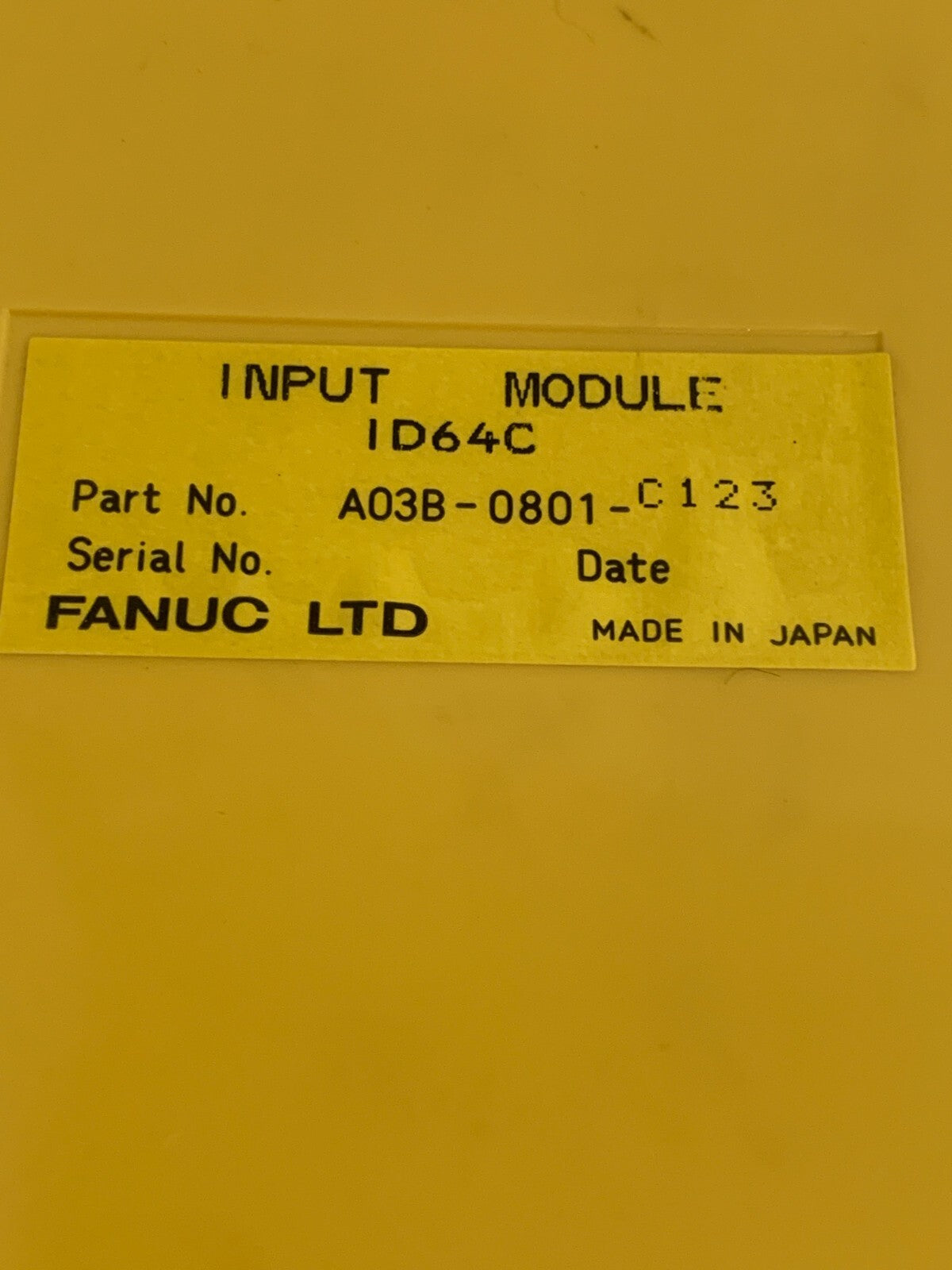 FANUC INPUT MODULE ID64C A 03B-0801-C1233