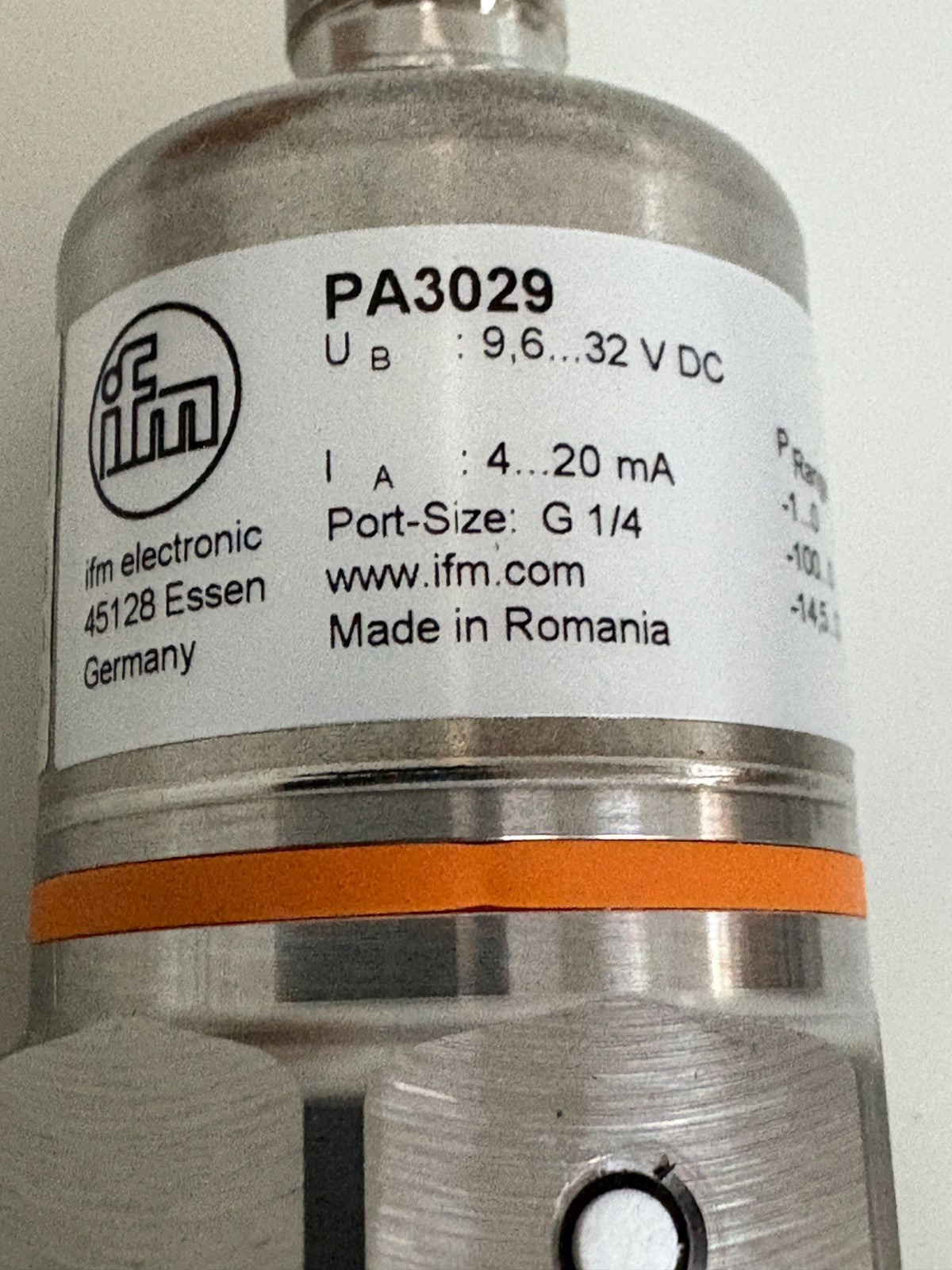 IFM PRESSURE SENSOR PA 3029