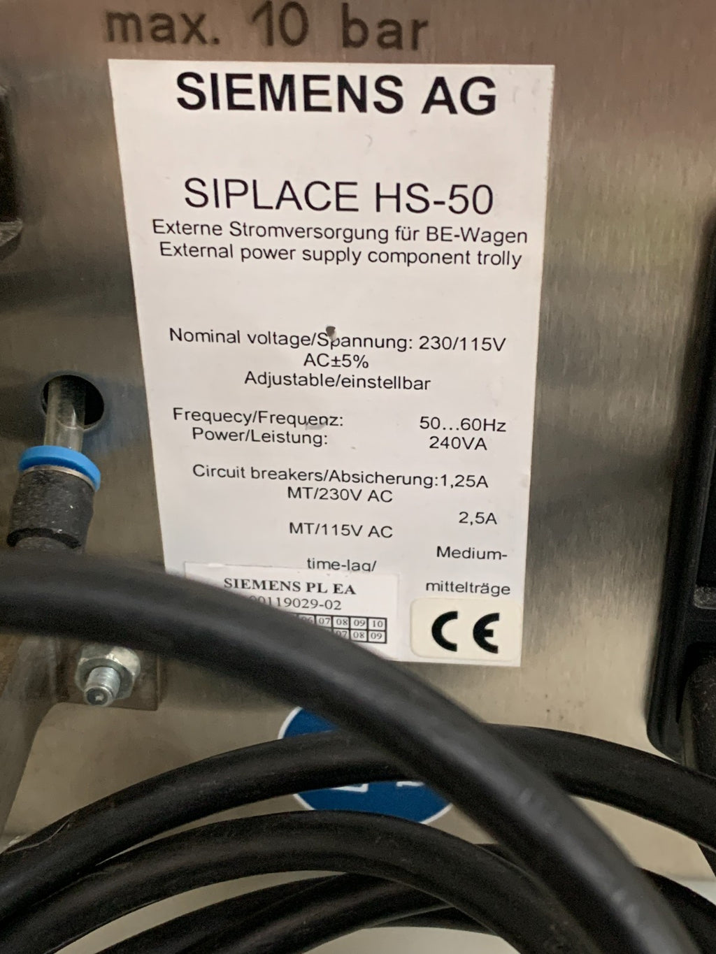 SIEMENS AG EXTERNAL POWER SUPPLY SIPLACE HS-50