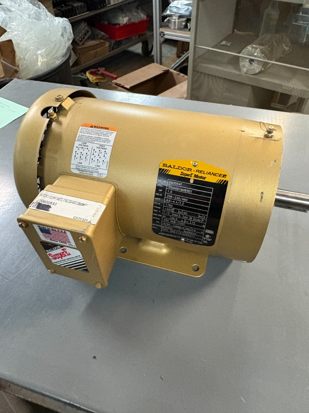 BALDOR RELIANCE SUPER E MOTOR 1.5HP EM3554T
