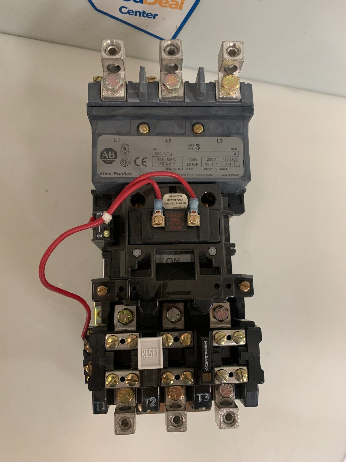 ALLEN BRADLEY MOTOR STARTER 509-DO SER A SIZE 3