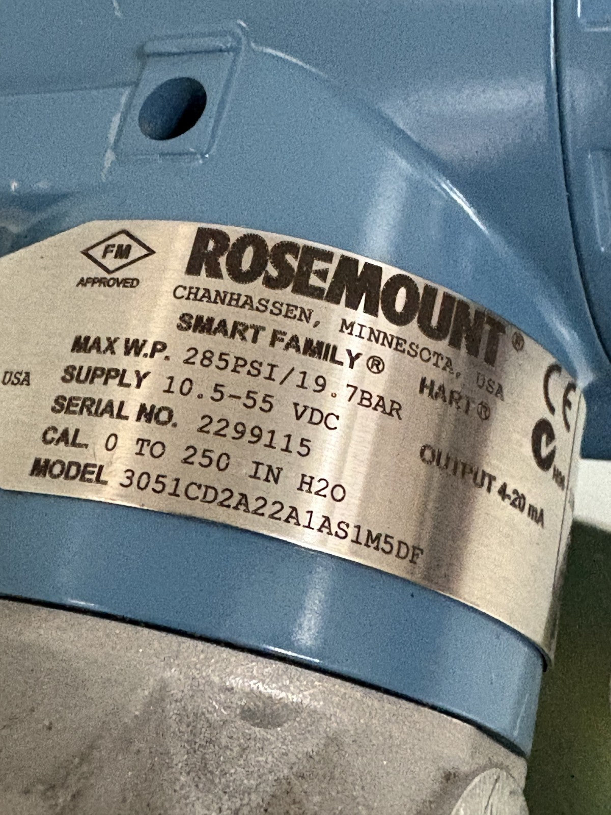EMERSON ROSEMOUNT PRESSURE TRANSMITTER 3051CD2A22A1AS1M5DF2