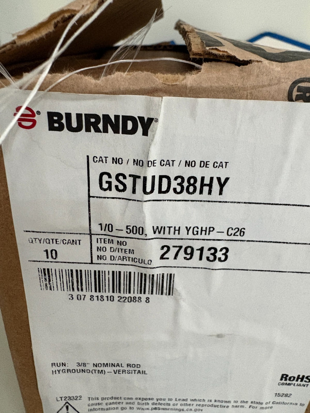 BURNDY 1/0-500 WITH YGHP-C26 10 IN BOX2