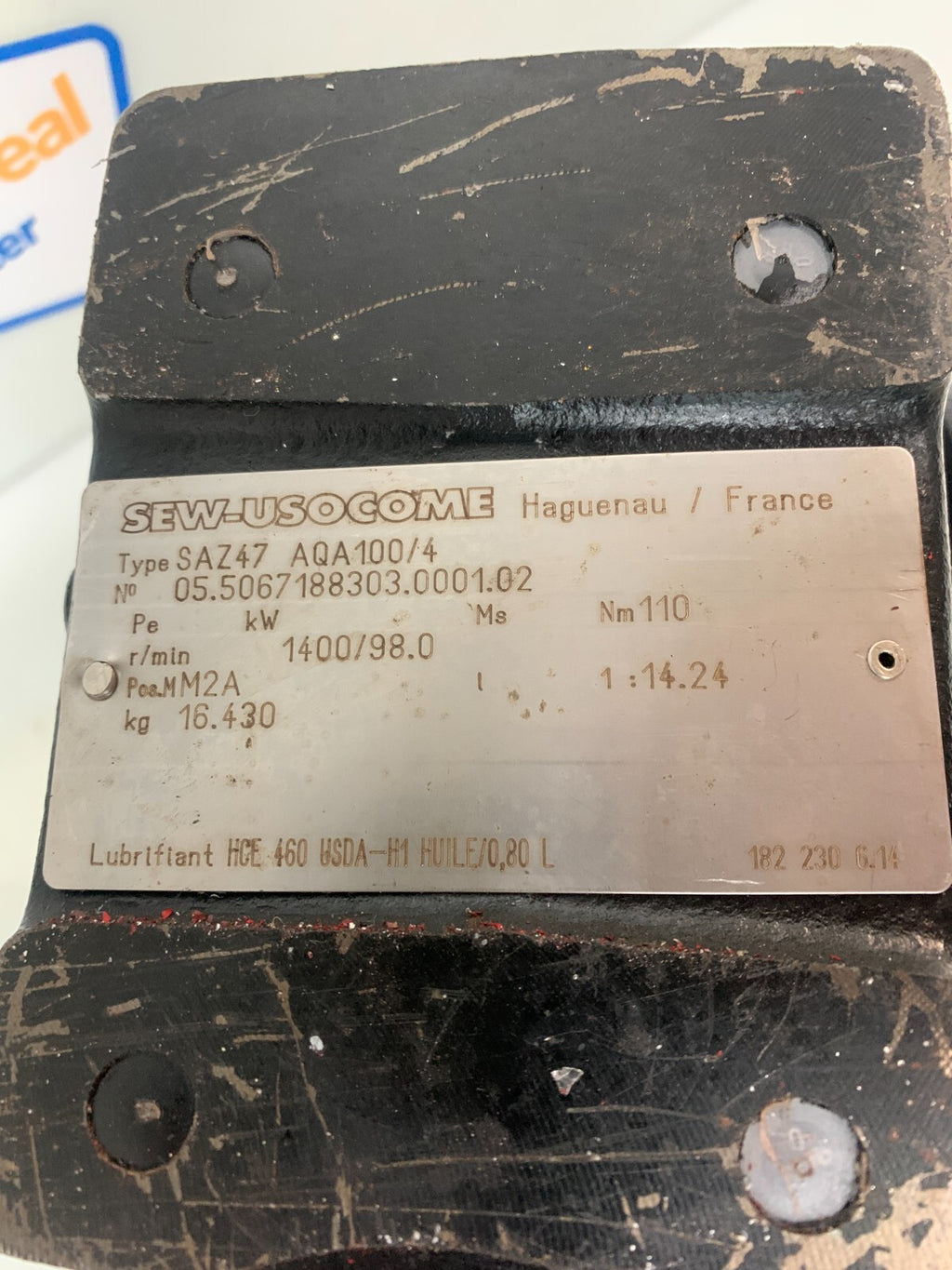 Sew Eurodrive SAZ47 AQA100/4 Gear Reducer 1:14.24 Ratio