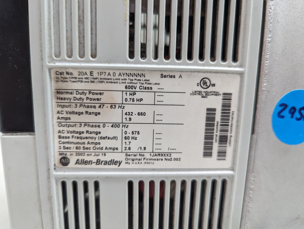 ALLEN-BRADLEY PowerFlex 70 20AE1P7A0AYNNNNN Series A Drive1