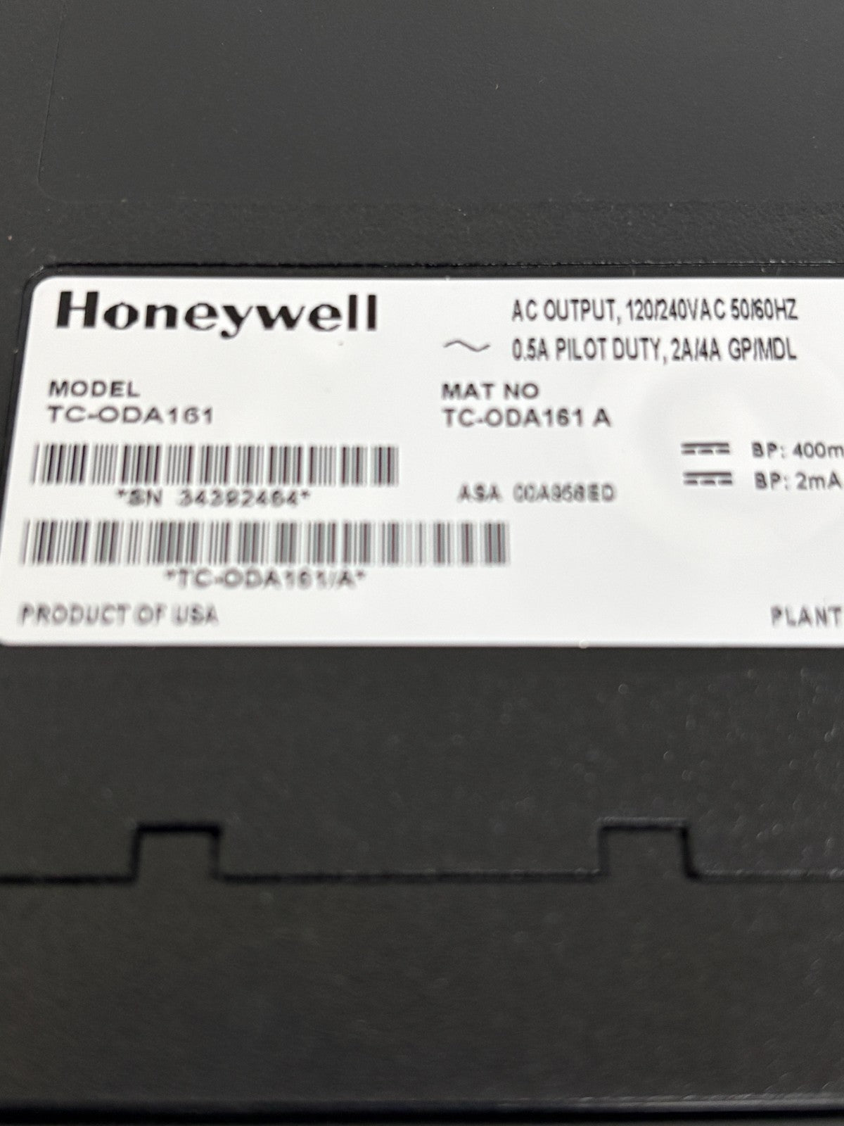 HONEYWELL AC OUPUT PILOT DUTY MODULE TC-ODA161-A