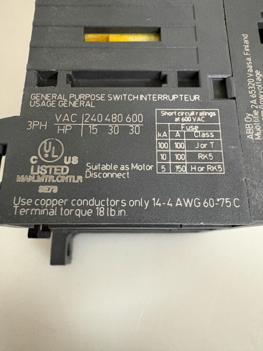 ABB SWITCH DISCONNECTOR 1SCA105332R1001