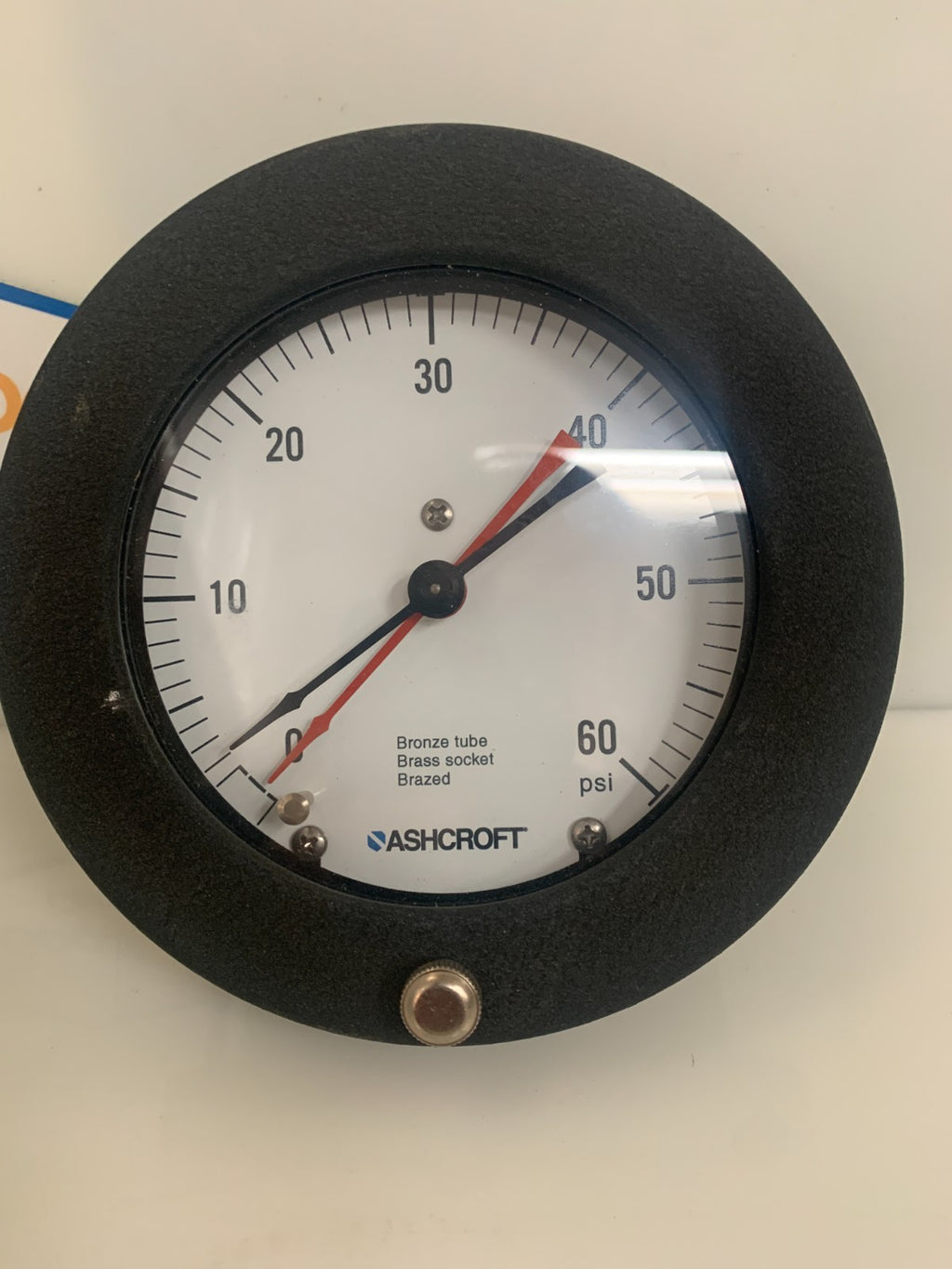 ASHCROFT 5" PRESSURE GAUGE BRONZE TUBE BRASS SOCKET BRAZED 0-60 PSI1
