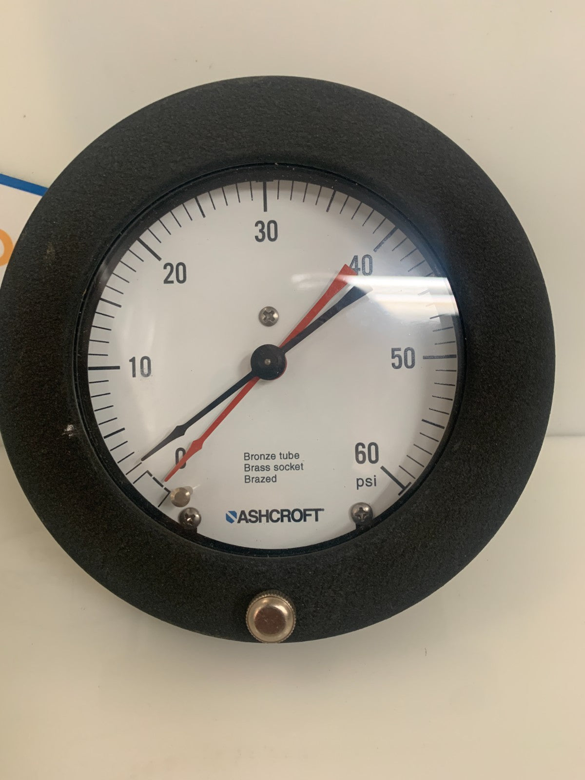 ASHCROFT 5" PRESSURE GAUGE BRONZE TUBE BRASS SOCKET BRAZED 0-60 PSI1