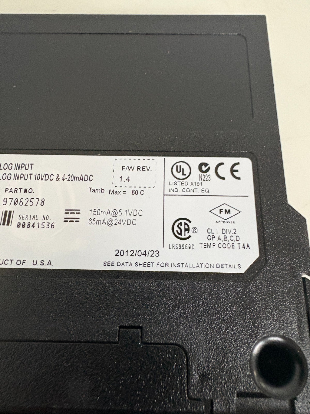 HONEYWELL ANALOG INPUT TC-IAH161 A 970 62578