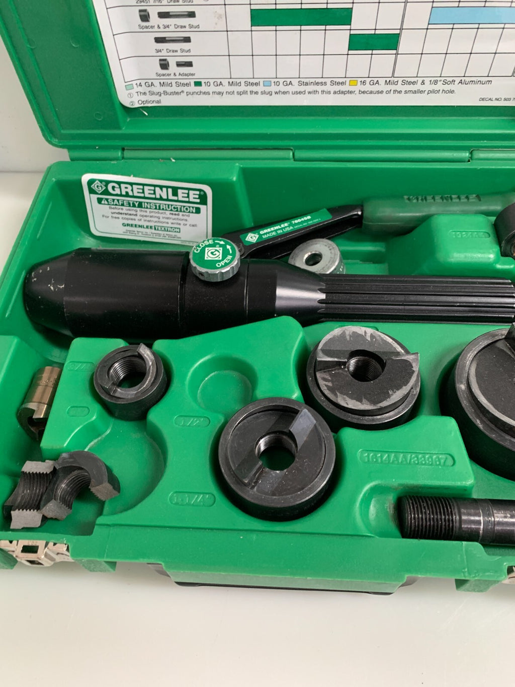 GREENLEE QUICK DRAW 8 TONNE 1/2 TO 2" PUNCH SET 7806 SB