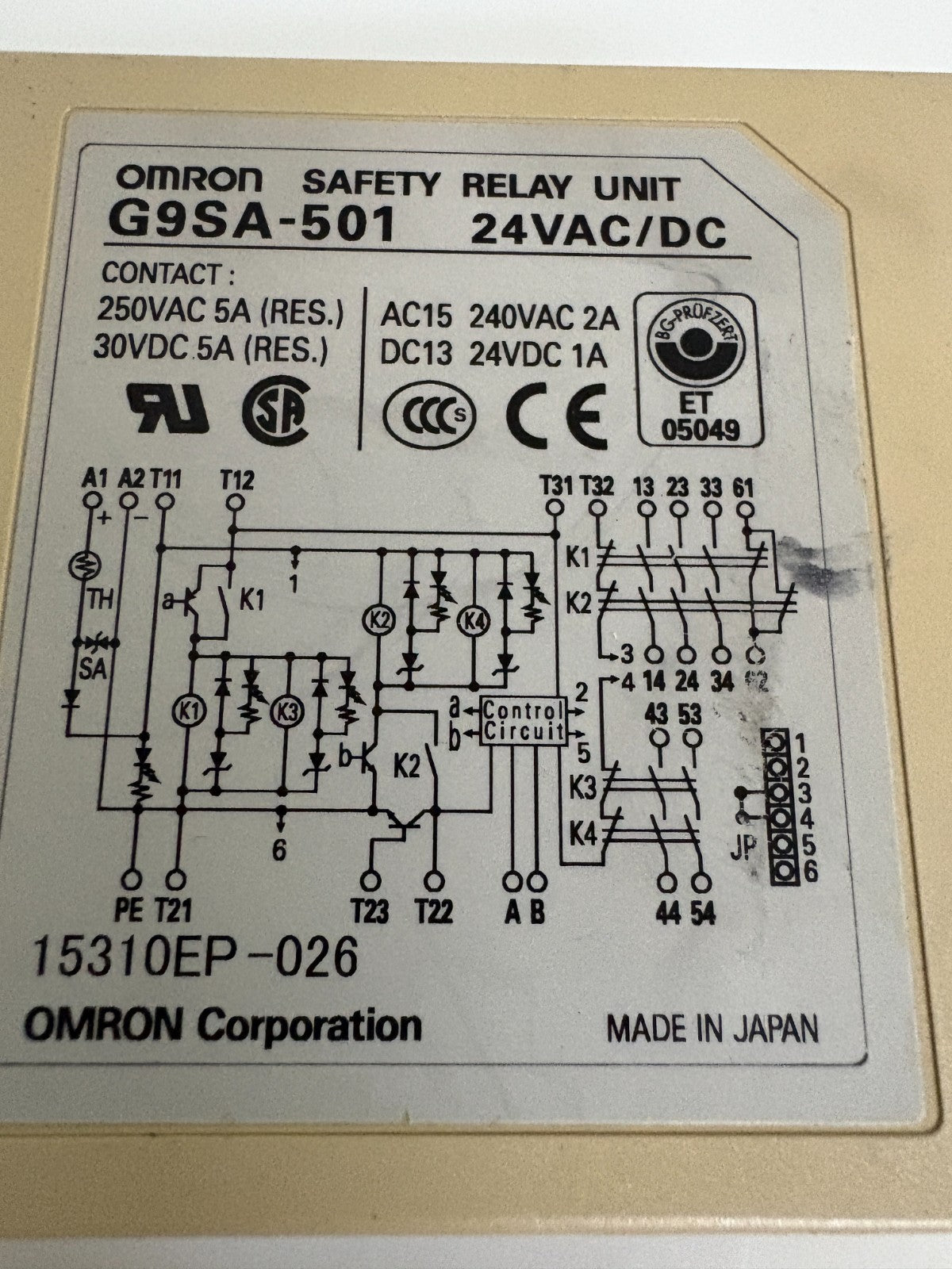 OMRON SAFETY RELAY G9SA-501