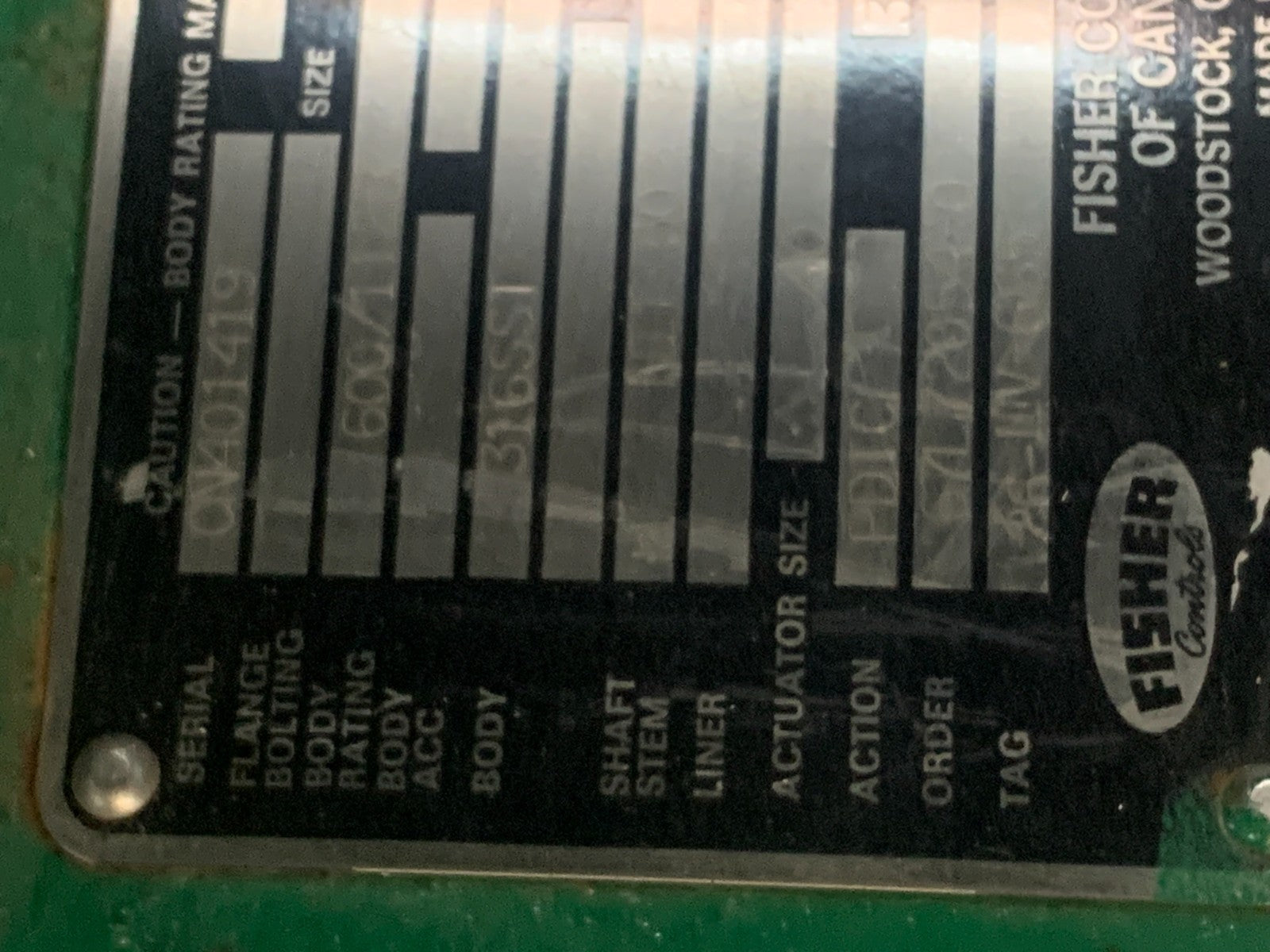 FISHER CONTROLS VALVE TYPE 1051 - 85004
