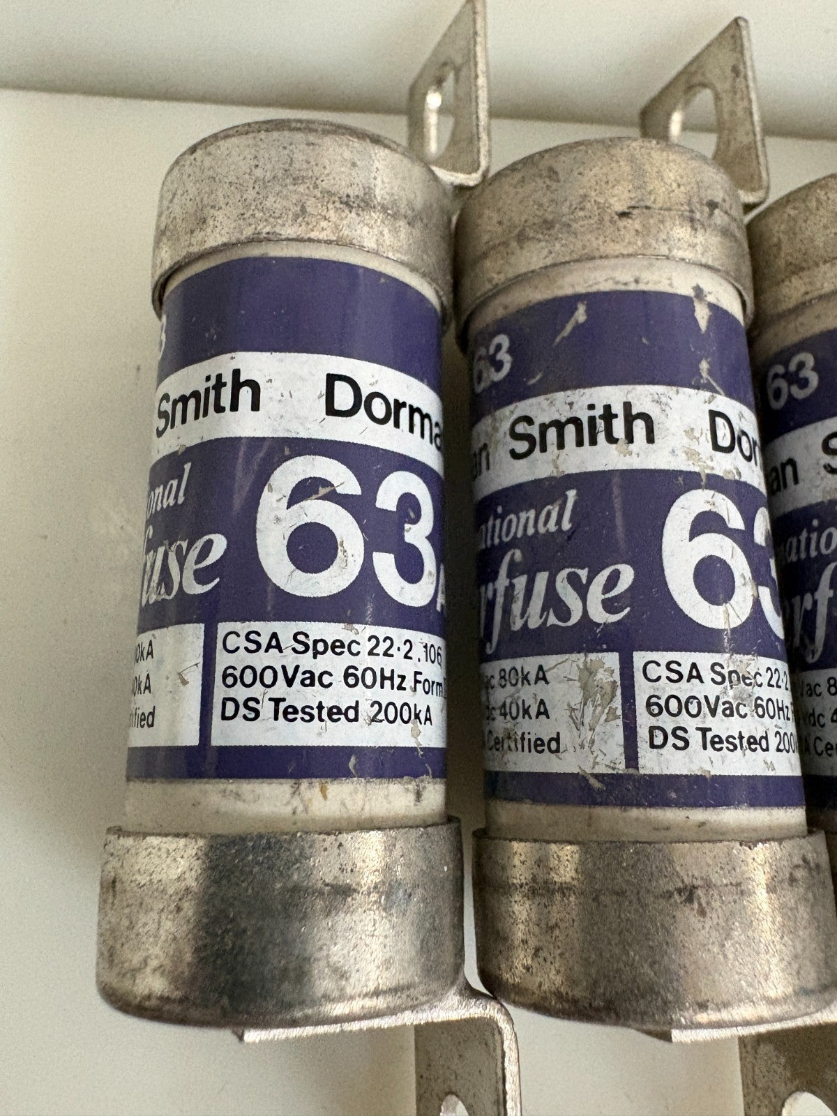 LOT OF 5 DORMAN SMITH 63 AMP FUSE BA0 631