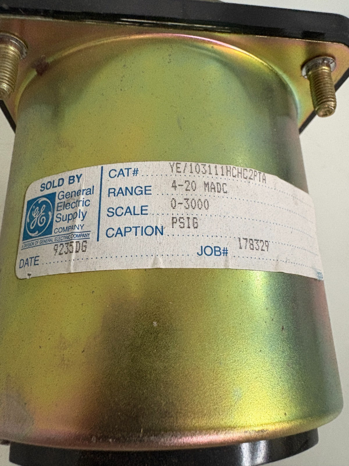 GENERAL ELECTRIC PSIG 0-3000 METER #YE/103111HCHC2PTA