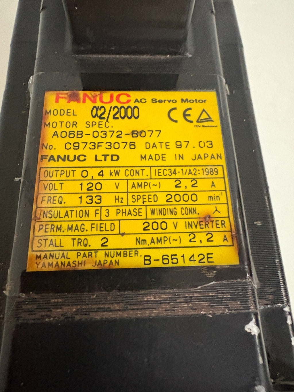 GE FANUC SERVO MOTOR 02/2000 A06B-0372-B077