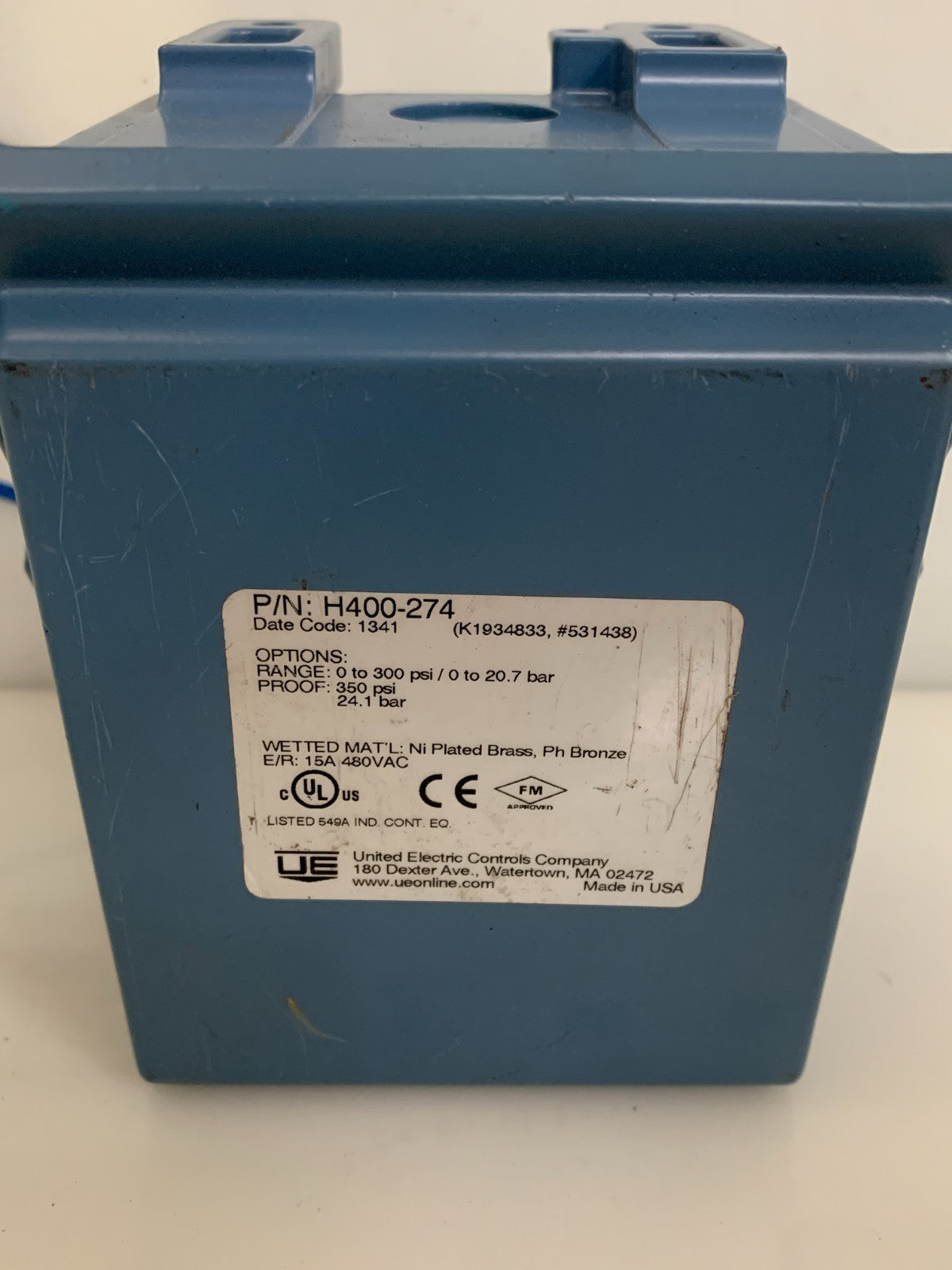 UNITED ELECTRIC CONTROLS PRESSURE GAUGE H 400-274