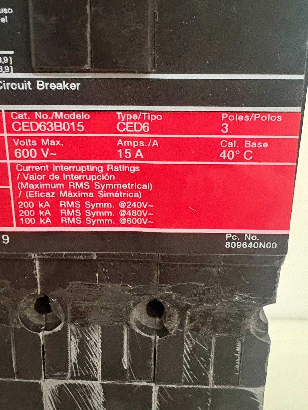 SIEMENS 15 AMP CIRCUIT BREAKER CED 63B015 2