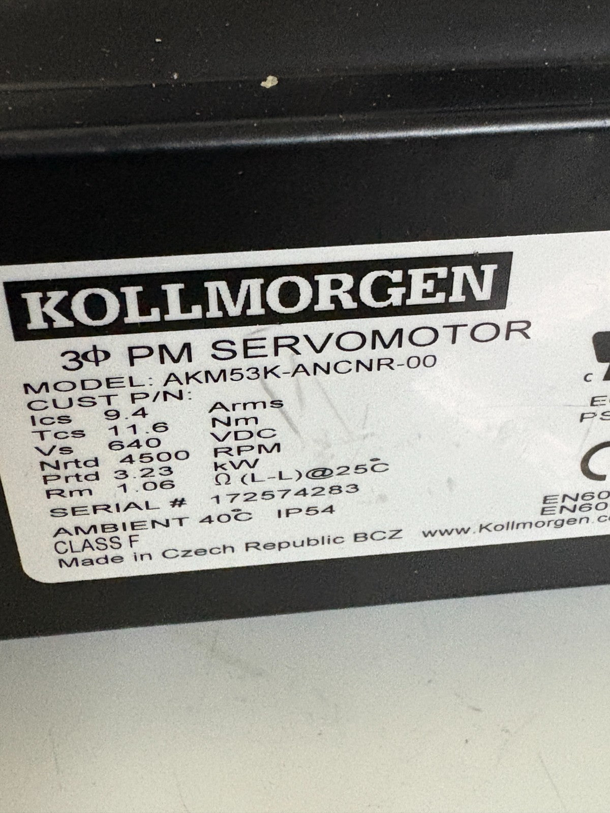 KOLLMORGEN PM SERVO MOTOR AKM53K-ANCNR-002
