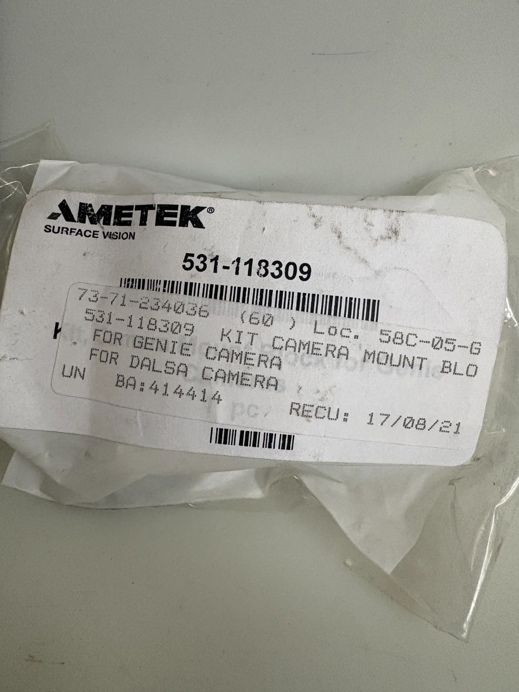 LOT OF 2 AMETEK 531-118309 MOUNTED CAMERA KIT FOR GENIE AND DALSA CAMERA1