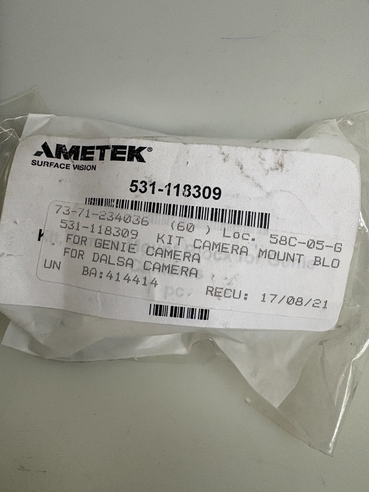 LOT OF 2 AMETEK 531-118309 MOUNTED CAMERA KIT FOR GENIE AND DALSA CAMERA1