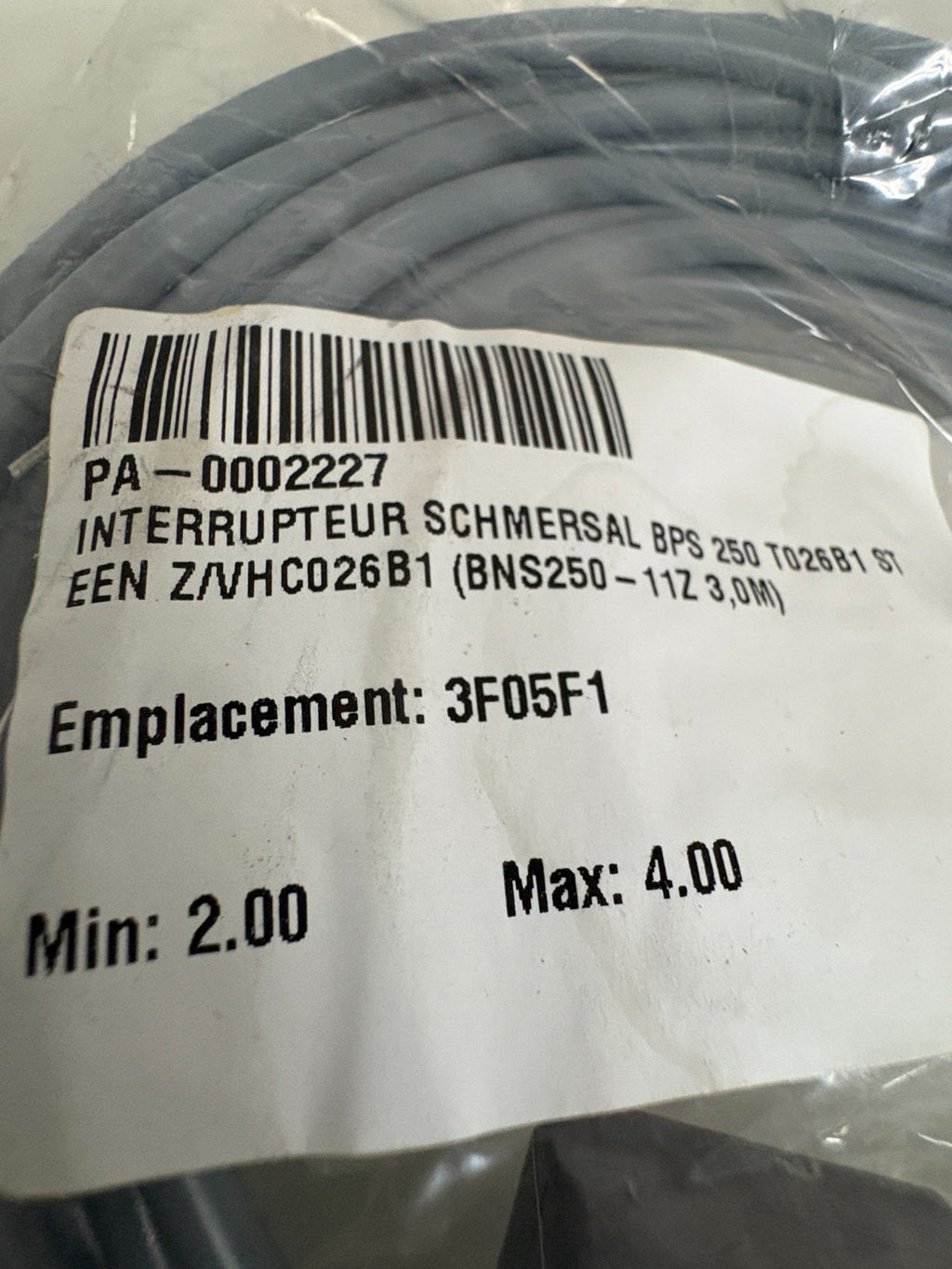 SCHMERSAL ACTUATOR BPS-250 W/CABLE BNS 250-112 3.M3