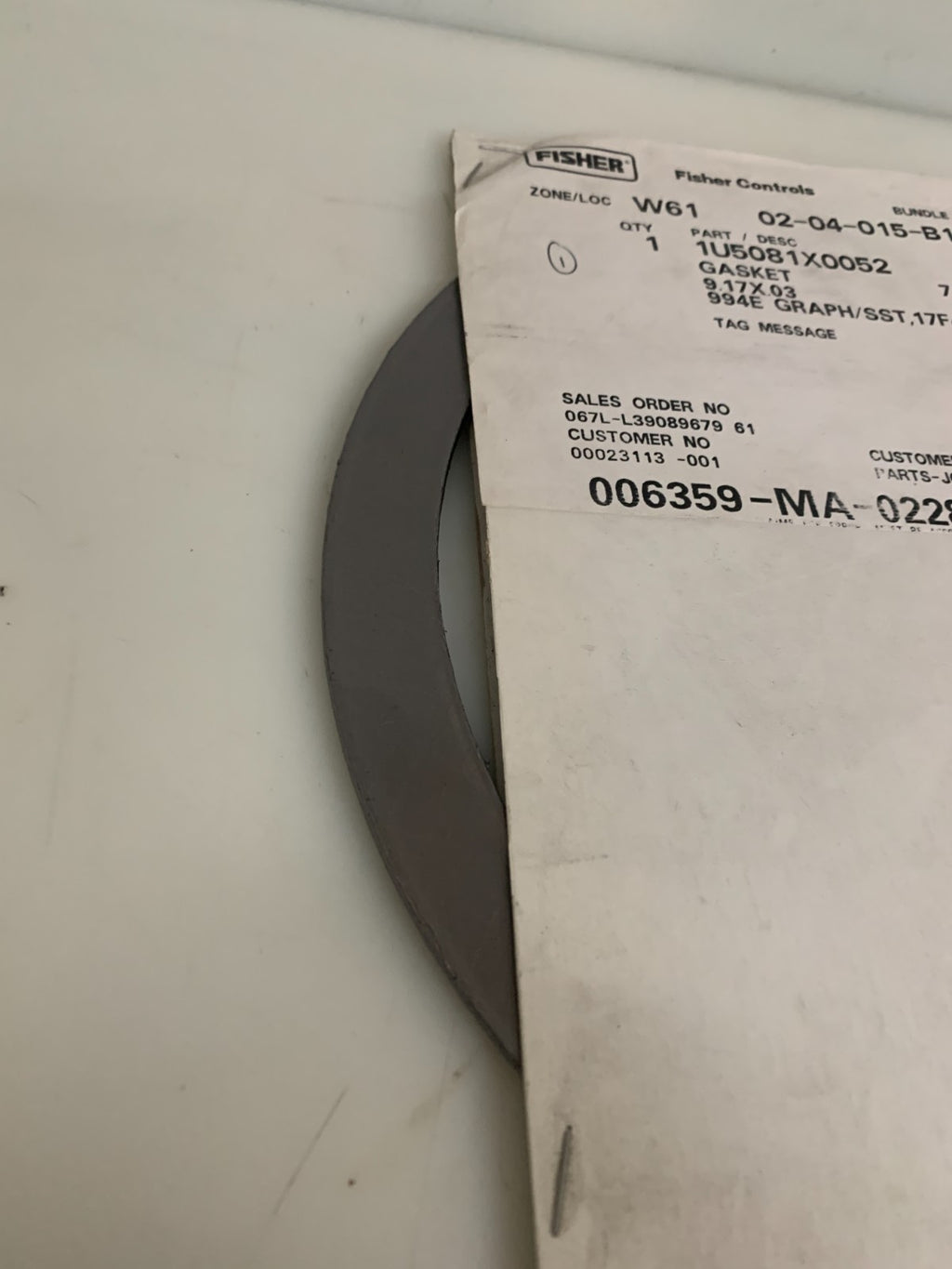 FISHER CONTROLS GASKET #1U5081X0052