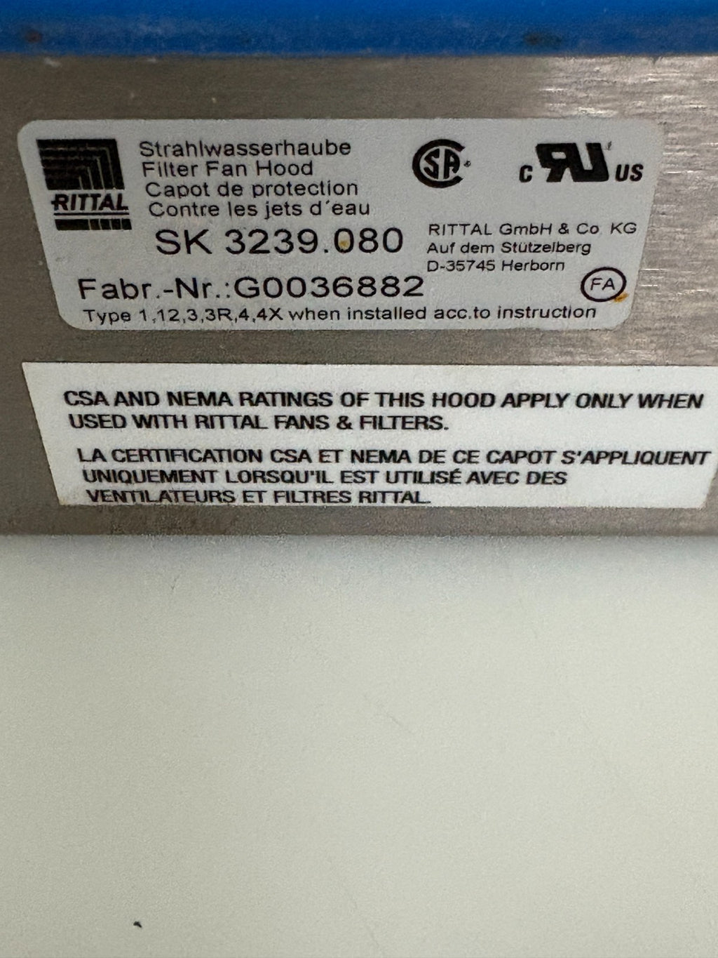 RITTAL HOSE PROOF HOOD S.STEEL SK 3239.0801