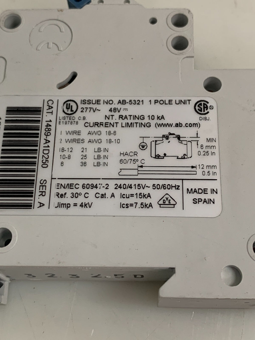 Lot of 3 Allen-Bradley 1489-A1D250 Series A Circuit Breaker