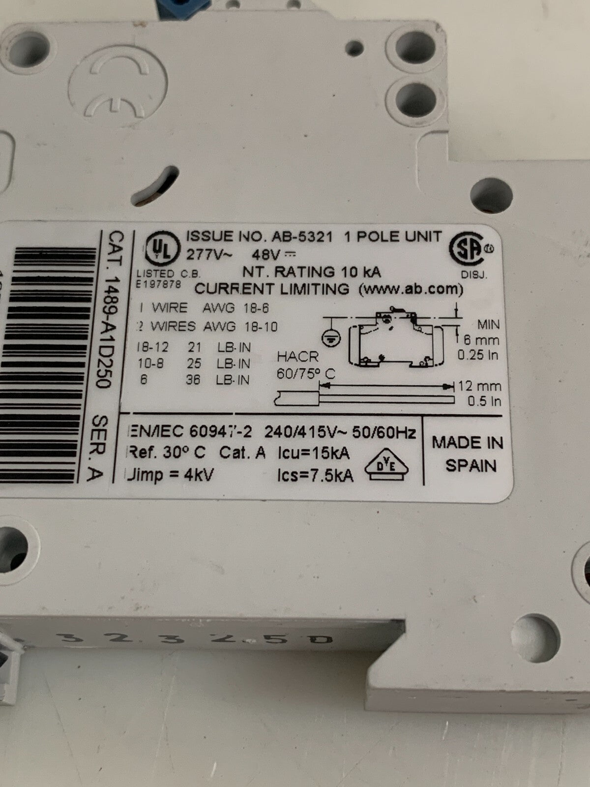 Lot of 3 Allen-Bradley 1489-A1D250 Series A Circuit Breaker