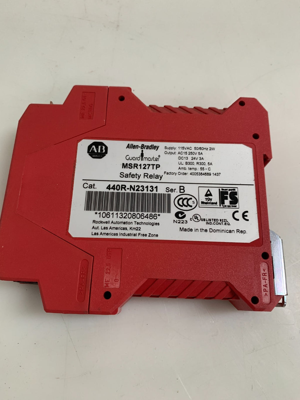 ALLEN BRADLEY GUARD MASTER SAFETY RELAY MSR127TP  440R-N23131 SER B