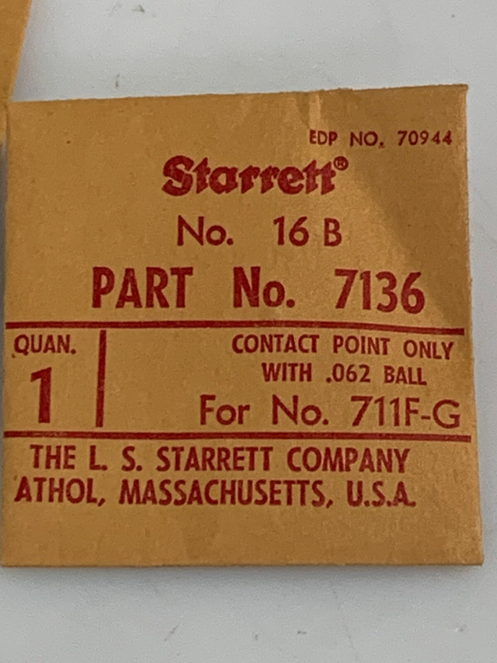 LOT OF 6 STARRETT CONTACT POINT 7136 #16B 711F-G