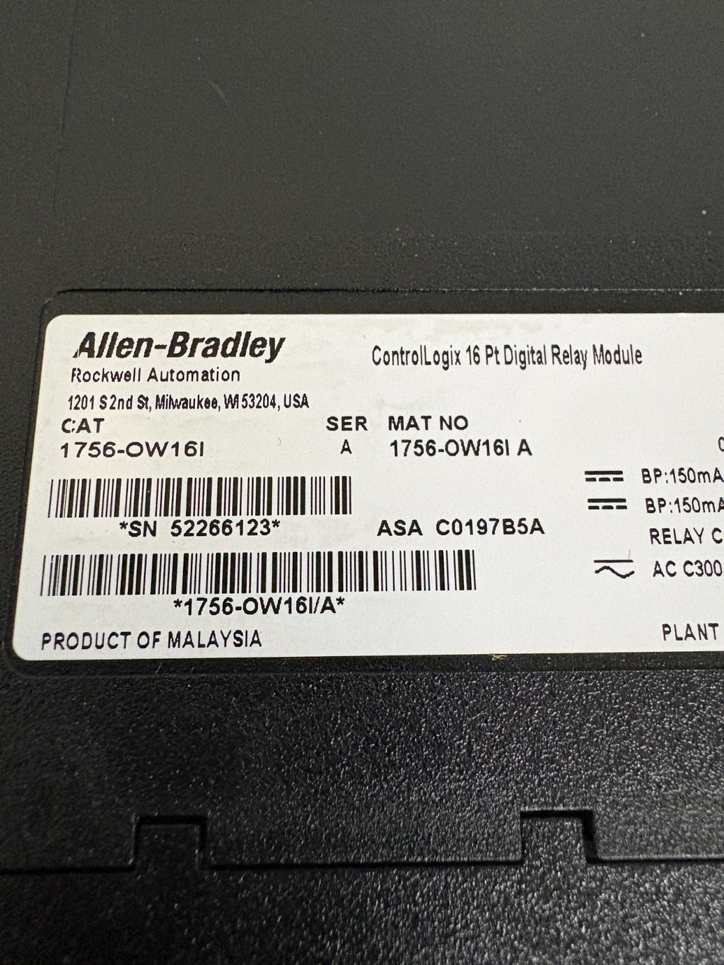 ALLEN BRADLEY CONTROL LOGIX 16 PT DIGITAL RELAY MODULE 1756-0W16I SER A3