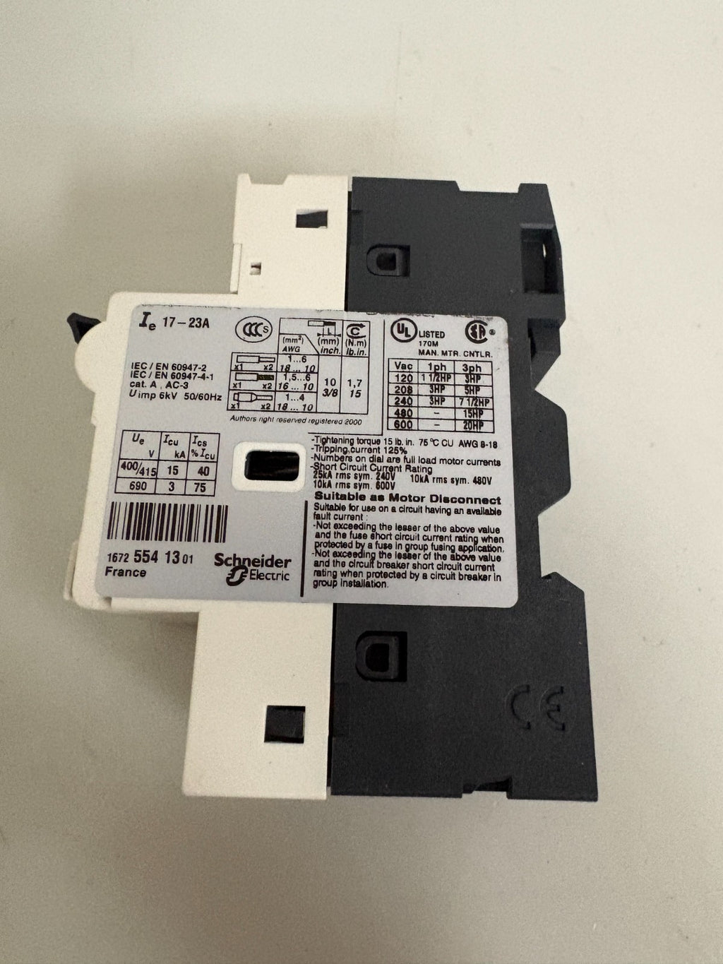 SCHNEIDER ELECTRIC MOTOR STARTER GV2-RT21