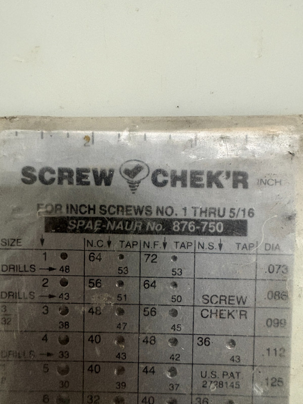 SPAE-NAUR SCREW CHEK'R 876 7501
