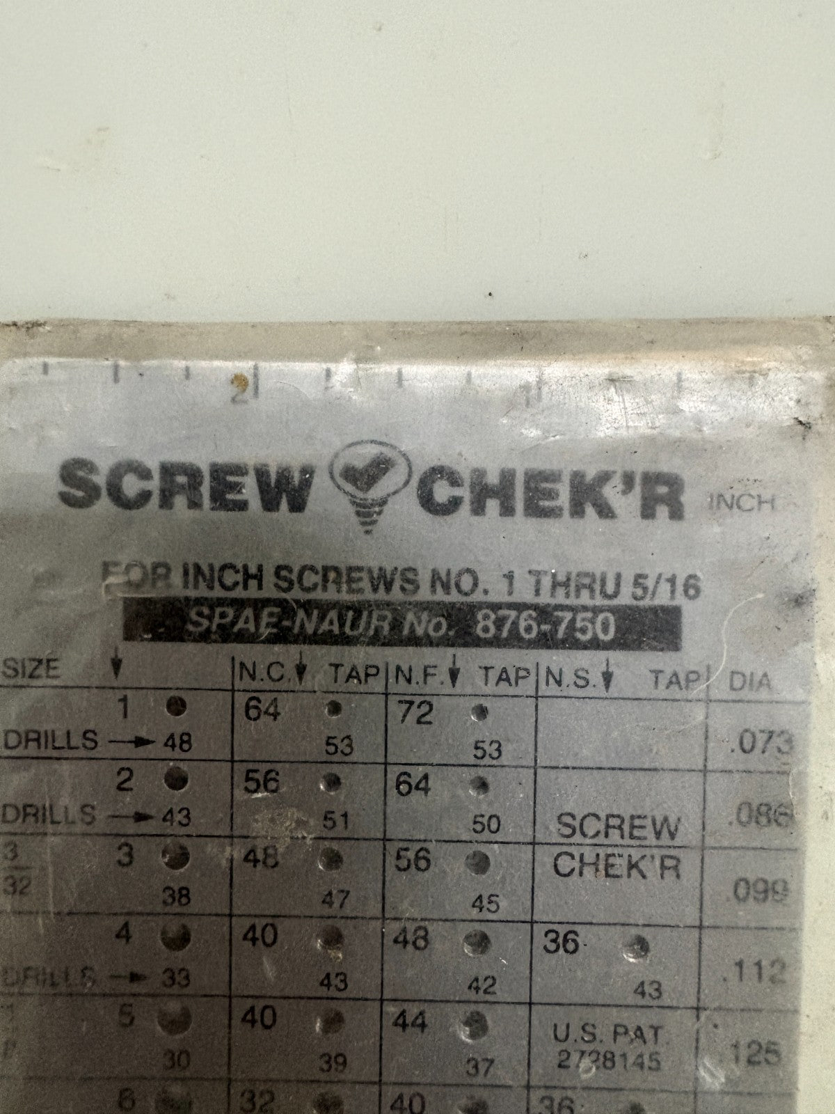 SPAE-NAUR SCREW CHEK'R 876 7501