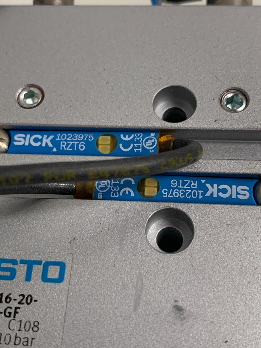 FESTO GUIDED ACTUATOR 170833  DFM-16-20-P-A-GF W/2 SICK 1023975 RZT6