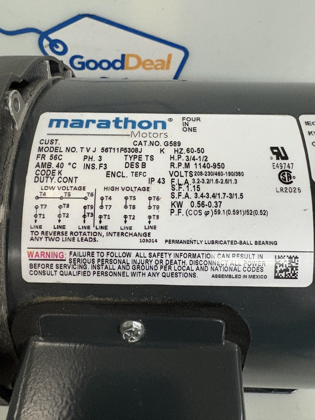 MARATHON MOTORS FOUR IN ONE G 589 TVJ 56T11F6308J