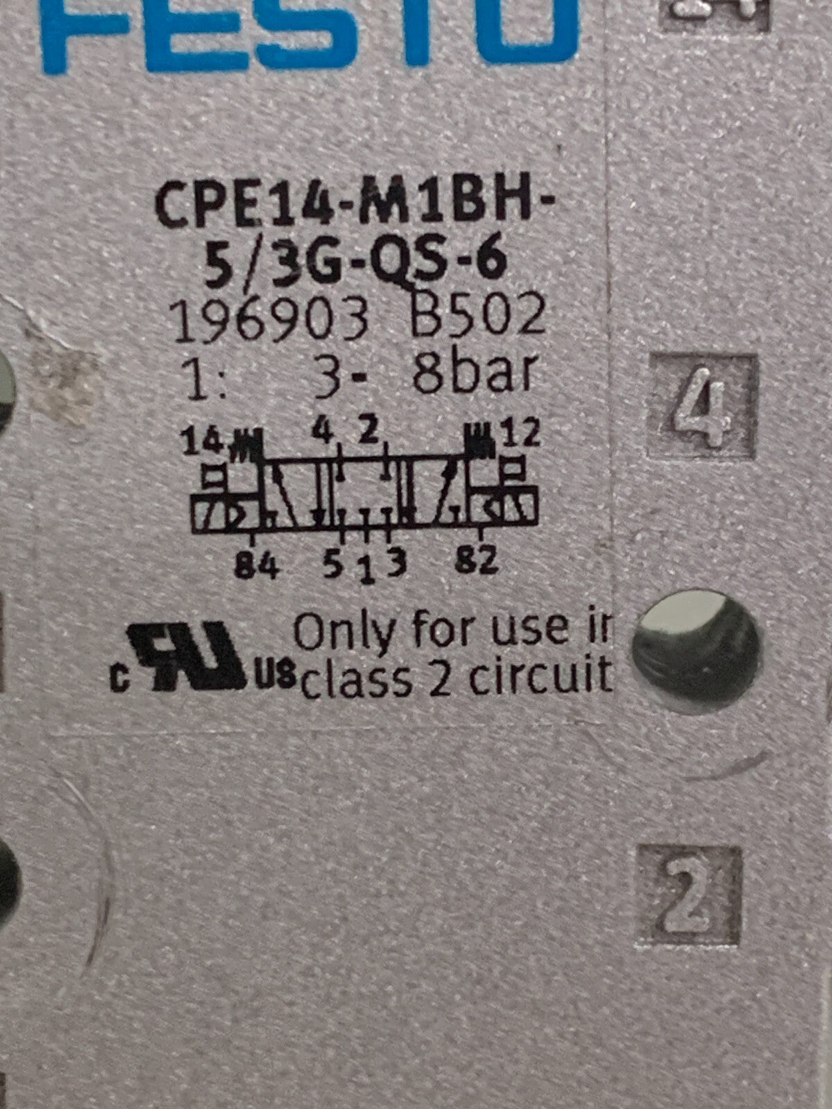 FESTO SOLENOID VALVE 196903 CPE14-M1BH-5/3G-QS-6 W/2XMSZE-3-24DC