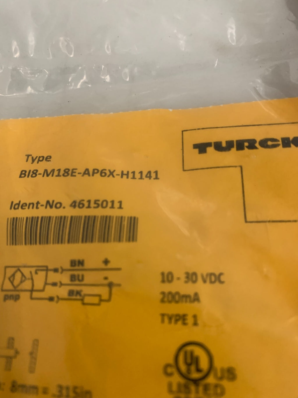 TURCK PROXIMITY SENSOR B18-M18E-AP6X-H1141