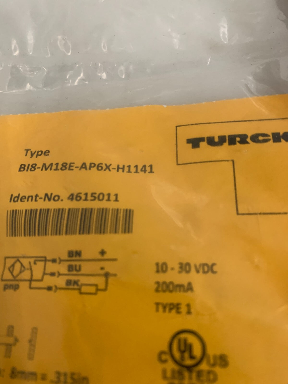 TURCK PROXIMITY SENSOR B18-M18E-AP6X-H1141