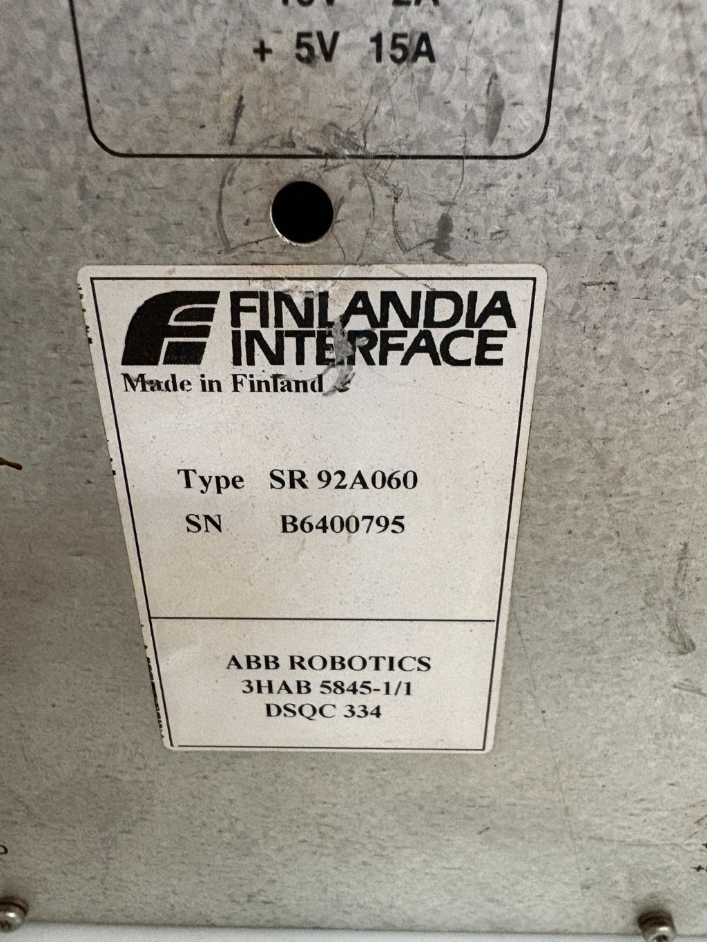 FINLANDIA INTERFACE ABB ROBOTICS POWER SUPPLY SR 92A0601