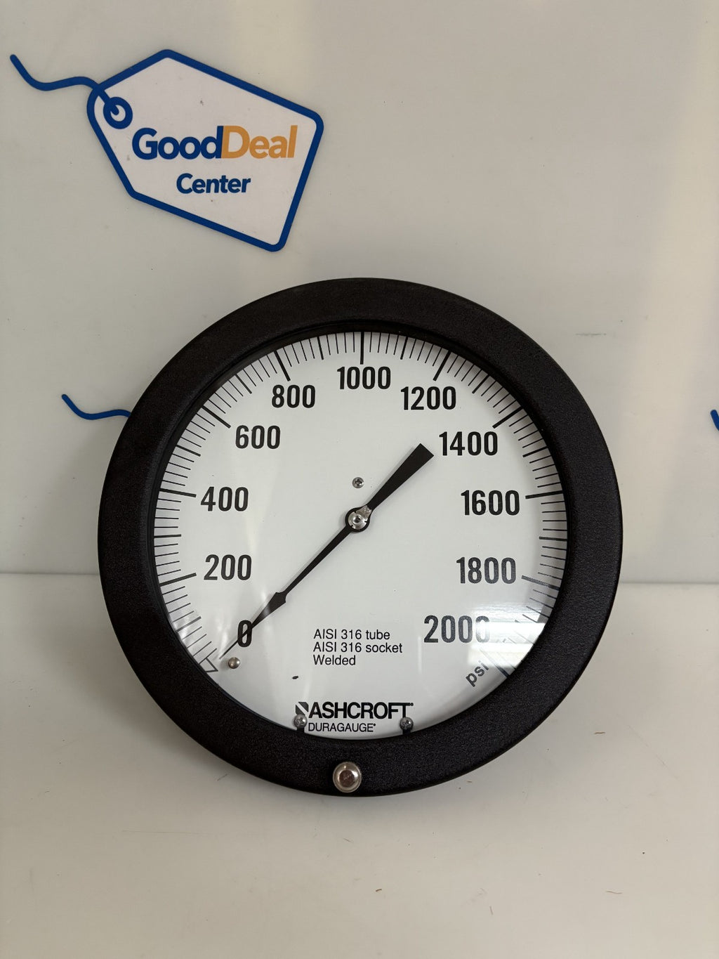 ASHCROFT DURAGAUGE 8" 0-2000PSI PRESSURE GAUGE A1S1 316 TUBE/SOCKET