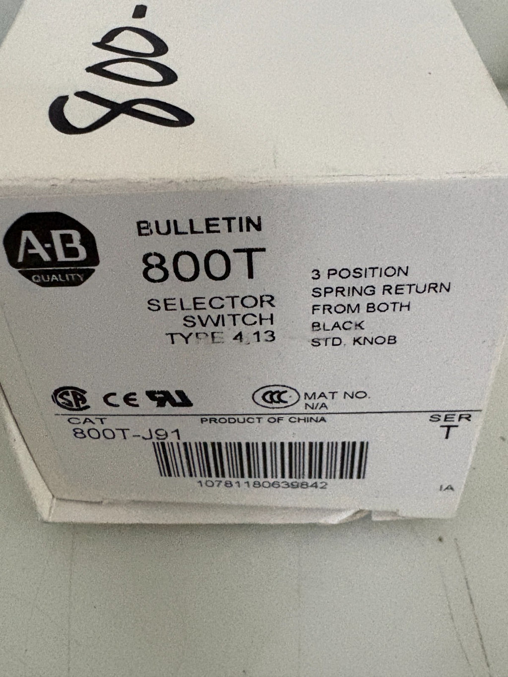 LOT OF 2 ALLEN BRADLEY 3 P0SITION SOLECTOR SWITCH 800T-J914