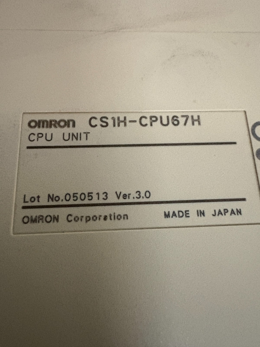 OMRON SYSMAC PROGRAMMABLE CONTROLLER CS1H-CPU67H3