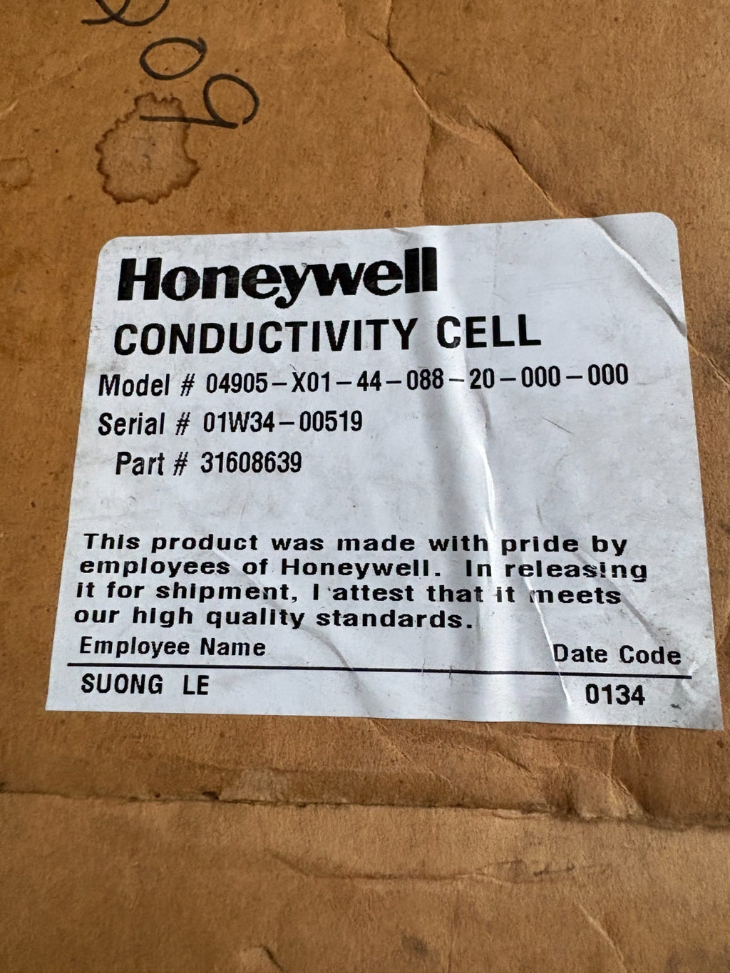 HONEYWELL CONDUCTIVITY CELL WITH TEMPERATURE COMPENSATOR #31608639